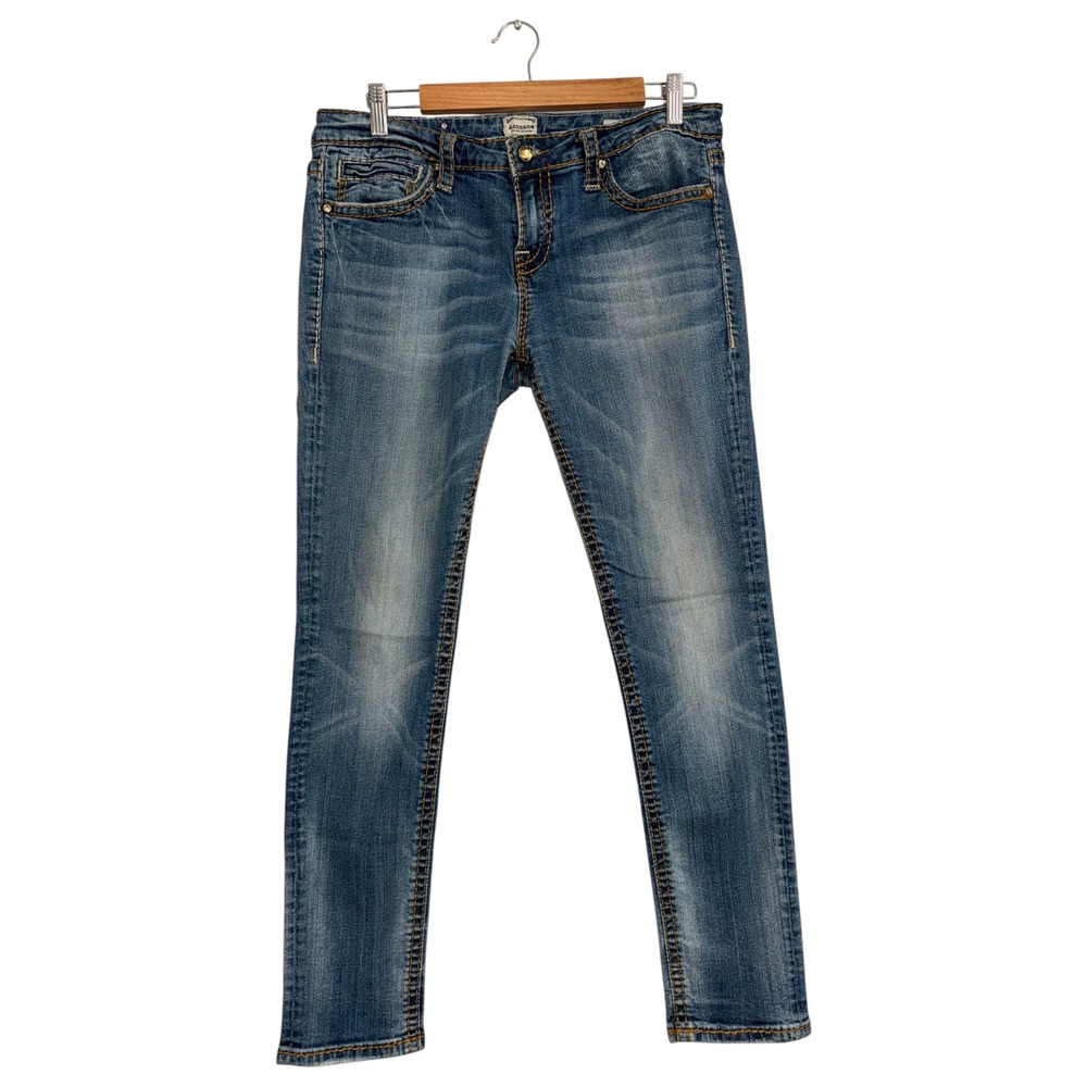 Anoname Paris‎ Skinny Jeans Womens 31 Blue Medium Wash Low Rise Stretch 517-204A
